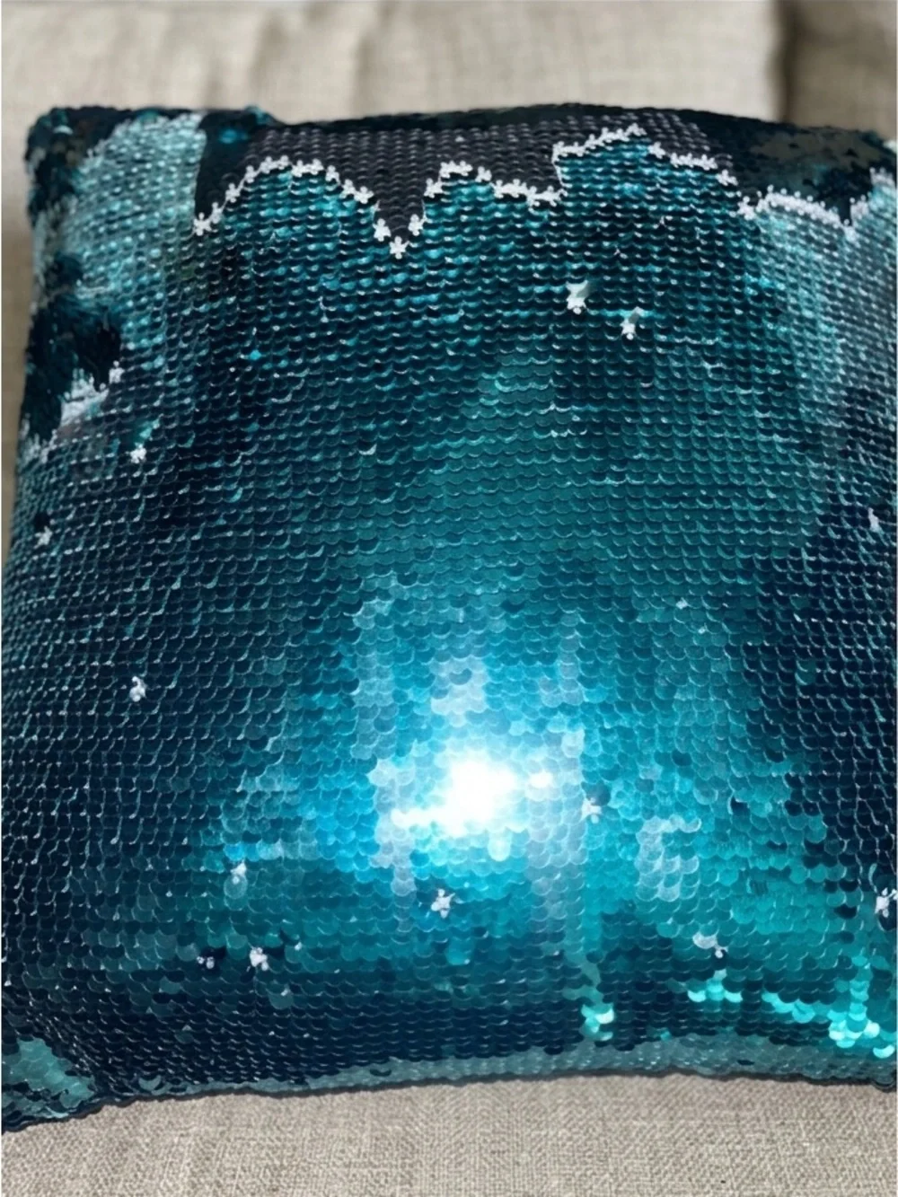Reversible Sequin Emoji Pillow + Mermaid Sequin Throw Pillow Set Y2K Room Decor